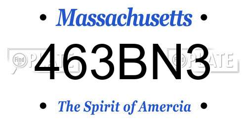 463BN3 Massachusetts License Plate
