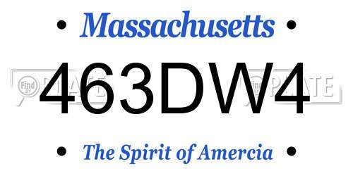 463DW4 Massachusetts License Plate