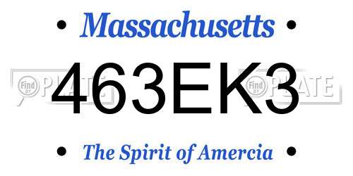 463EK3 Massachusetts License Plate