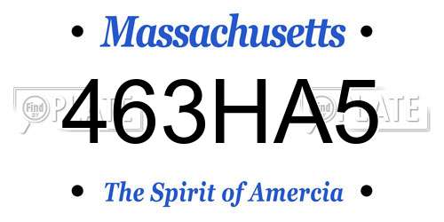 463HA5 Massachusetts License Plate
