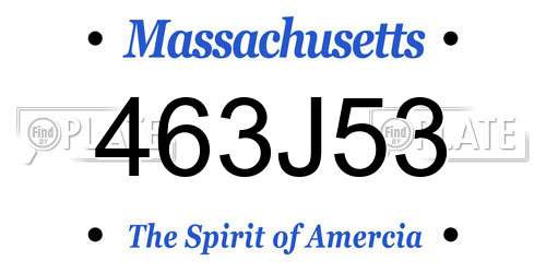463J53 Massachusetts License Plate