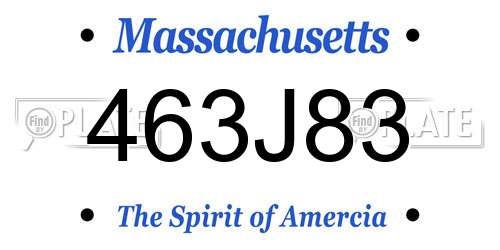 463J83 Massachusetts License Plate