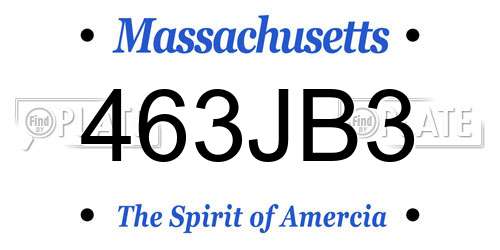 463JB3 Massachusetts License Plate