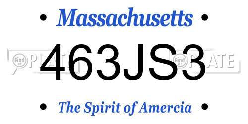 463JS3 Massachusetts License Plate