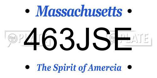 463JSE Massachusetts License Plate