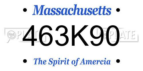 463K90 Massachusetts License Plate
