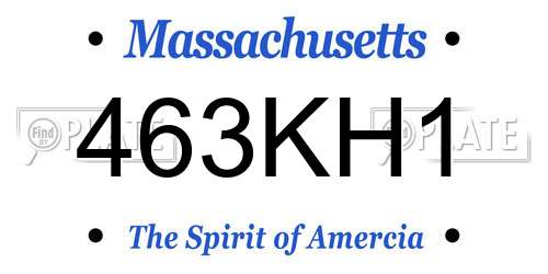 463KH1 Massachusetts License Plate