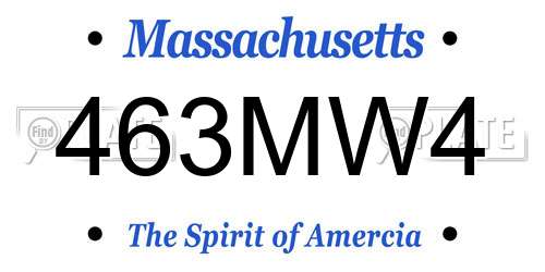 463MW4 Massachusetts License Plate