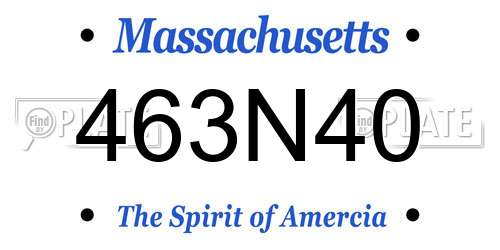 463N40 Massachusetts License Plate