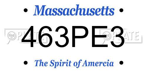 463PE3 Massachusetts License Plate