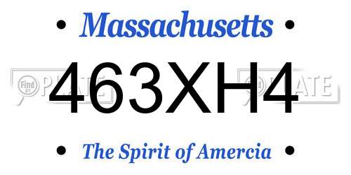 463XH4 Massachusetts License Plate