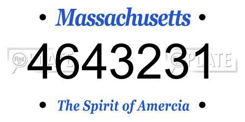 4643231 Massachusetts License Plate