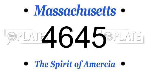 4645 Massachusetts License Plate