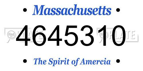 4645310 Massachusetts License Plate