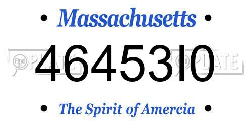 46453I0 Massachusetts License Plate