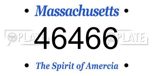 46466 Massachusetts License Plate