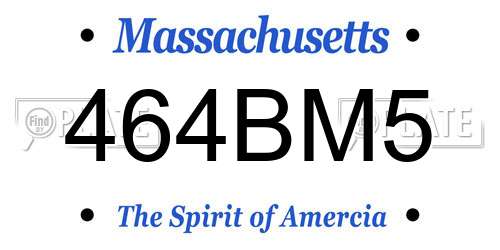464BM5 Massachusetts License Plate