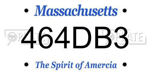 464DB3 Massachusetts License Plate