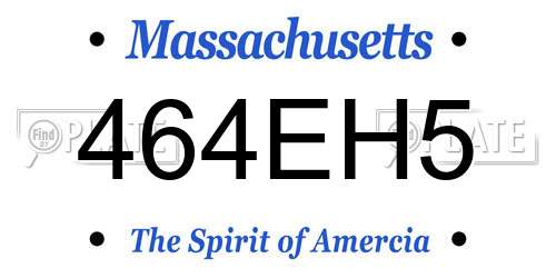 464EH5 Massachusetts License Plate