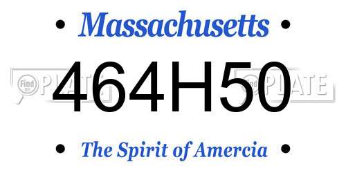 464H50 Massachusetts License Plate