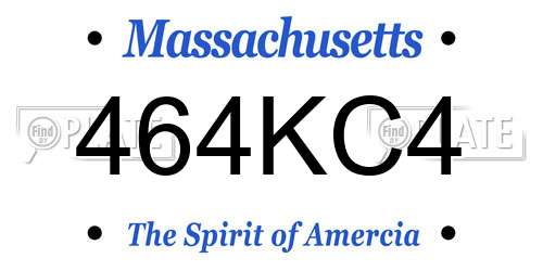 464KC4 Massachusetts License Plate