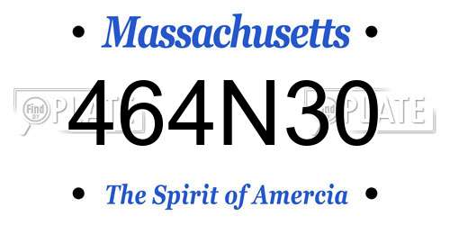 464N30 Massachusetts License Plate