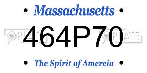 464P70 Massachusetts License Plate