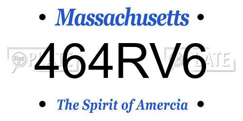 464RV6 Massachusetts License Plate