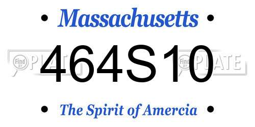 464S10 Massachusetts License Plate