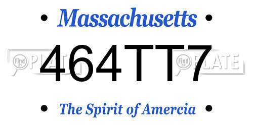 464TT7 Massachusetts License Plate
