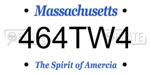 464TW4 Massachusetts License Plate