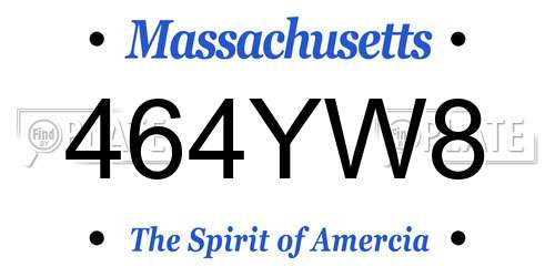 464YW8 Massachusetts License Plate