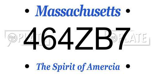 464ZB7 Massachusetts License Plate