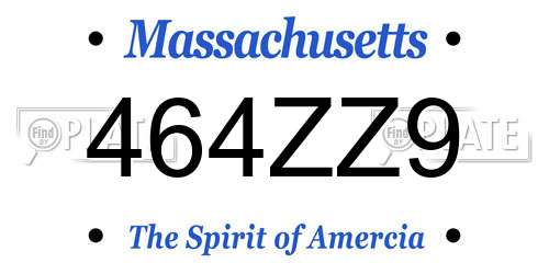 464ZZ9 Massachusetts License Plate