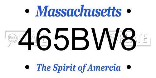 465BW8 Massachusetts License Plate