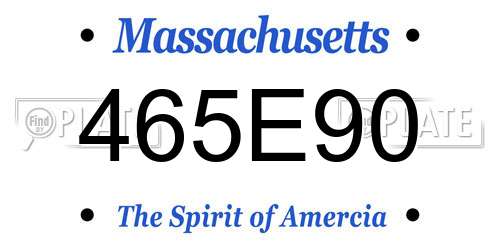 465E90 Massachusetts License Plate