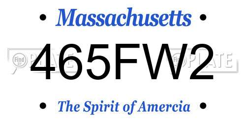 465FW2 Massachusetts License Plate