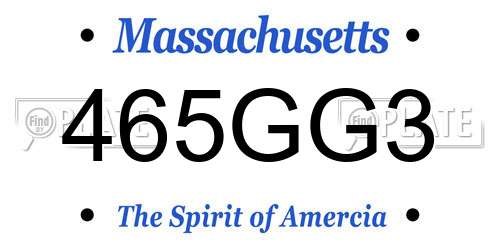 465GG3 Massachusetts License Plate