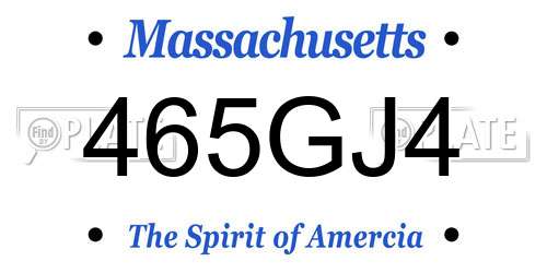 465GJ4 Massachusetts License Plate