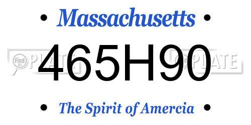 465H90 Massachusetts License Plate