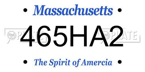 465HA2 Massachusetts License Plate