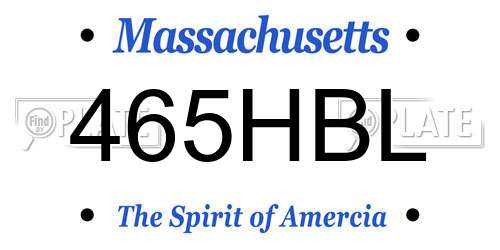 465HBL Massachusetts License Plate