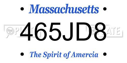 465JD8 Massachusetts License Plate