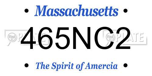 465NC2 Massachusetts License Plate