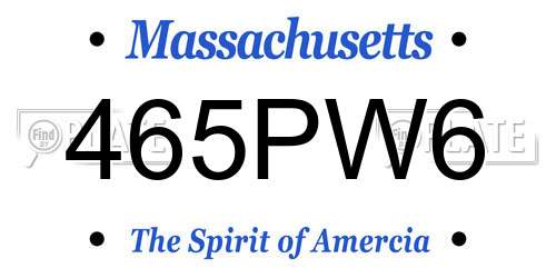 465PW6 Massachusetts License Plate
