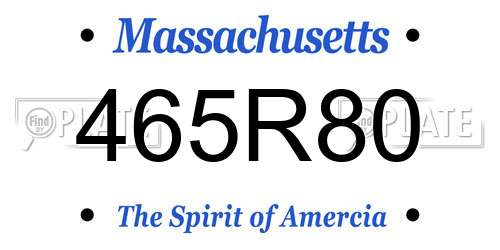 465R80 Massachusetts License Plate