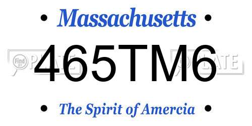 465TM6 Massachusetts License Plate