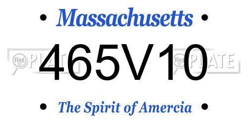 465V10 Massachusetts License Plate
