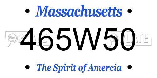 465W50 Massachusetts License Plate