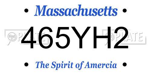 465YH2 Massachusetts License Plate